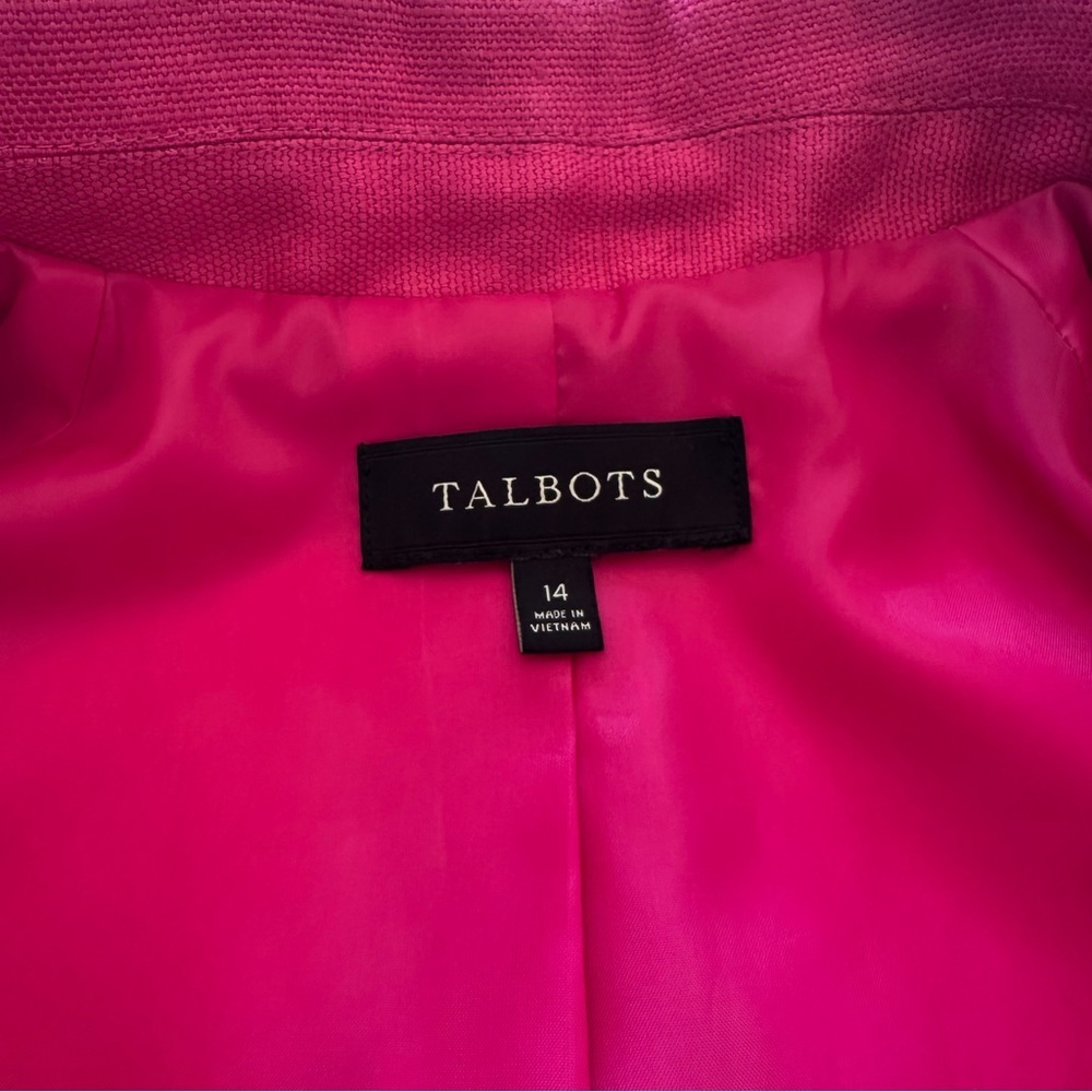 Talbots Linen Jacket Women's Size 14 Pink Jackie Fit 3-Button Lined Pockets - Picture 7 of 16